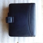 Vtg Franklin Quest Black Full-grain Nappa Leather Planner 6 Ring Binder 7 5 X 6 