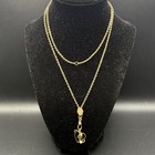 Vintage 12k Gold Filled Watch Chain Fob Necklace  Slide  Swivel Dog Clip  Heart