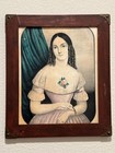 Antique Framed Victorian Lady Portrait Lithograph Chittenden Eastman - Framed Vg