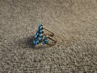 Native American Sterling Silver Navajo Turquoise Bracelet Cluster Cuff Signedsmb
