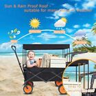 Kids Wagon Stroller Wagons With Canopy  Seat Belt  Wheel Locks  Adjustable 
