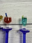 Vintage Plastic Cocktail Stir Sticks Blue Stem Drink Swizzle Set Lot Of 5
