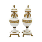 Pair Of White 19th Century French Cassolettes With Ormolu Accents