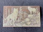 Vtg Genuine Incolay 3d Stone Wolves Forest Trinket jewelry Box 8 X 4 5  W Velvet