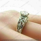 3ct Moissanite Filigree Vintage Wedding Engagement Ring Real 925 Sterling Silver
