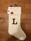 New Wondershop Initial Monogram Knit 19  Christmas Stocking White Letters    l   