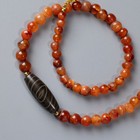 Ancient Rare Indo-tibetan Carnelian Agate Necklace With Center Banded Agate Bead