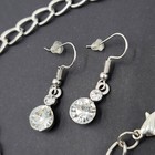 Silver Plated Crystal Necklace Bracelet Pierced Earrings Set Prom Wedding Bridal