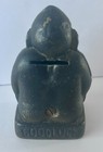 Antique Original 1908 Billken s Shoe Shop Good Luck Buddha Cast Iron Coin Bank