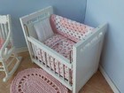 Dollhouse Miniature 5 Piece Nursery baby crib blanket bedspread Comforter Pillow