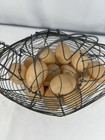 Vtg Large Egg Gathering Basket Wire Chicken Shaped Farmhouse Primitive