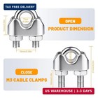 20pcs 1 8 Inch Stainless Steel Wire Rope Cable Clamp m3 Wire Rope Clips U Bolt S