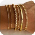 Gold silver Chain Bracelet Set     6-piece Elegant Stack