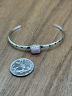 Native Navajo Handmade Sterling Silver Pink Conch Shell Stacker Cuff Bracelet