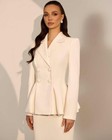Women   s Cut Peplum Hem Suit Skirt Upscale Modern Chic Evening Gala Mother Bride