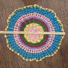 Vintage Doily Crochet Round Tablecloth Colorful Table Mat Rainbow Bright 27 In