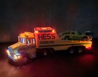 1988 Hess Toy Truck And Racer Race Car Hauler White Green Gasoline Vintage