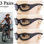 3 Pairs Chopper Motorcycle Padded Foam Wind Resistant Riding Glasses Sunglasses