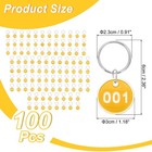 1-100 Number Tags 100pcs Round Id Metal Numbered Key Tag Aluminum Marking Yellow