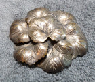 Large Vintage Antique Metal Picture Button Layers Of Leafs Petals Flower