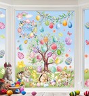 Easter Window Clings Decorations - 9 Sheets Easter Egg Window Clings  Cute 