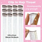 Hair Tinsel Pack Of 12 Pcs Clip In 1 Count  pack 12   Silver 