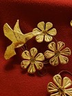 Vintage Gold Tone Brass Metal Hummingbird Floral Wall Hanging Decor 3 Piece