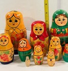 Vintage Matryoshka Wooden Traditional Russian Nesting Dolls Hand Painted Read