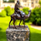 Bronze Sculpture Statue Camel Rider Marble Man Animal Oriental Art Decor Home