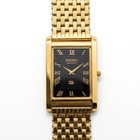 Seiko Vintage Tank Quartz Men s Watch Black Dial Gold Bracelet Dress Watch