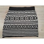 Say What  Womens Medium Black White Geometric Knit Mini Skirt Elastic Waist Usa