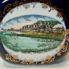 Norway - Boat Landing - Maine Me Antique Souvenir China Trinket Cobalt Dice Dish