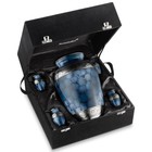 Set Of 5 Cremation Urns For Human Ashes - 1 Brass Adult   4 Keepsake - Blue