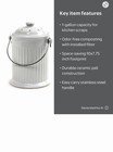 Norpro One Gallon Ceramic Compost Keeper -white Ceramic W stainless Steel Handle
