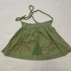 Vintage Half Apron Green White Checker Christmas Tree Noel Hand Made Cottagecore