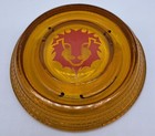 Las Vegas Mgm Grand Amber Glass Round Ashtray W red Lion s Head Old Logo Vtg