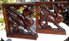 Antique Pair Of Griffin Carved Oak Corbel Brackets 19thc Architectural Salvage