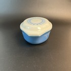 Vtg Pyrex 1-1 2 Qt Snowflake Blue Garland Oval Glass Casserole Dish  043 W  Lid