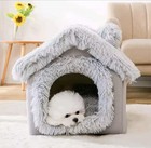 Fluffy Cat House Bed Plush Pet Cave Cozy Indoor Sleeping House For Dog Small 