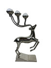 Vintage Pair Of Godinger Silver Metal Reindeer Six Ball Candle Holder Holiday