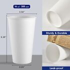 16 Oz Disposable Paper Coffee Cups With White Lids For Hot And Cold Beverage