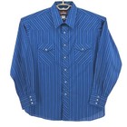 Wrangler Western Shirt Blue Stripe Pearl Snaps Long Sleeve Mens Xl 17-17 5