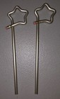 2 Vintage Wooden Bent Shape Pencils- Htf Silver Star Shapes Old Stock 80s 90s 
