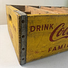 Vintage Coca-cola Family Size Wooden 12 Bottle Crate Yellow Advertising Soda