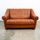 Mid Century Danish Modern Sofa Settee 2 Seater Caramel Cognac Leather Couch Mcm