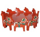 Vtg Akta Sweden 10 Dala Horses Cake   Bread Plate   Server Orange Painted Wood 