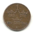Higher End Better Date 1923 Sweden Copper 1 Ore -d159