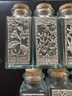 9 Recycled Glass And Pewter Decorative Spice Jars W  Cork Stoppers Spain
