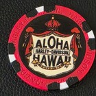 Pacific Hd   Hawaii  red black Wide Print  Harley Davidson Poker Chip
