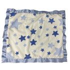 Cocalo Baby White Blue Stars Baby Lovey Security Blanket Satin Trim Sherpa 13x15